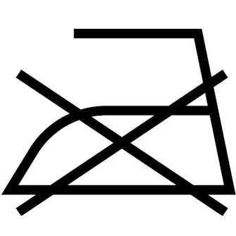 Vaskesymbol for: IKKE stryk Vaskesymbolet med et kryss over strykejernet betyr at plagget ikke skal strykes.